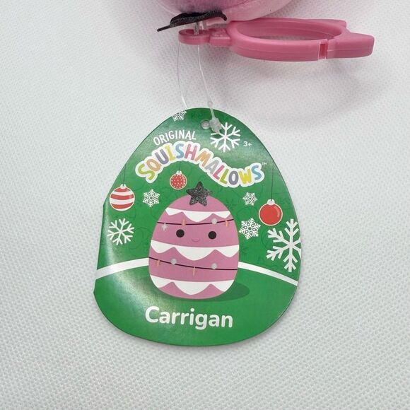 Squishmallows Carrigan the Pink Christmas Tree Clip, New with Tags Bag Charm - Picture 3 of 3